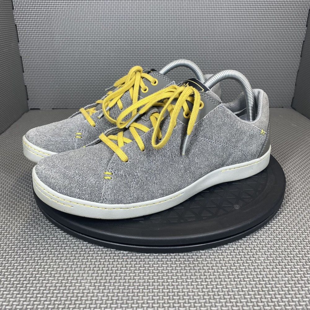 Ahnu Noe Casual Sneaker Womens 8.5 Gray Yellow Canvas Suede Walking Shoes